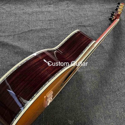 6 cordes personnalisées OEM en bois massif guitare acoustique OO 38 pouces corps pont ébène fournisseur