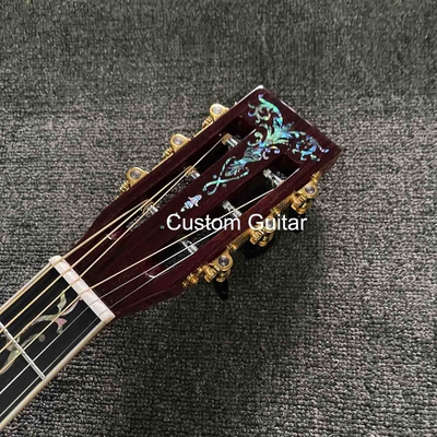 6 cordes personnalisées OEM en bois massif guitare acoustique OO 38 pouces corps pont ébène fournisseur