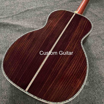 6 cordes personnalisées OEM en bois massif guitare acoustique OO 38 pouces corps pont ébène fournisseur