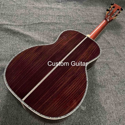 6 cordes personnalisées OEM en bois massif guitare acoustique OO 38 pouces corps pont ébène fournisseur