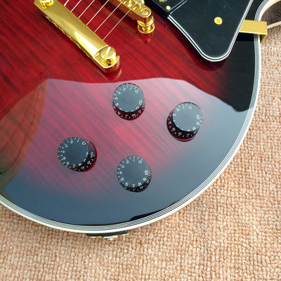 Guitare électrique LP personnalisée de haute qualité, Guitare électrique Red Flame Maple Top avec matériel en or, livraison gratuite fournisseur