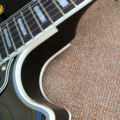 Guitare électrique LP personnalisée de haute qualité, Guitare électrique Red Flame Maple Top avec matériel en or, livraison gratuite fournisseur