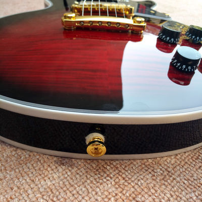 Guitare électrique LP personnalisée de haute qualité, Guitare électrique Red Flame Maple Top avec matériel en or, livraison gratuite fournisseur