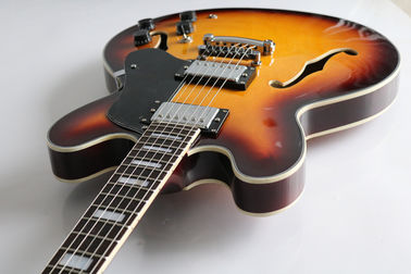 Nouveau style tabac éclatement de l'or de la barque de requin nageoire creuse Guitare électrique la guitare jazz creuse fournisseur
