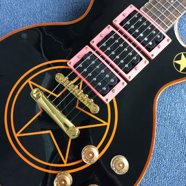 Nouvelle guitare électrique LP de haute qualité, corps noir avec cinq étoiles pointues, livraison gratuite fournisseur