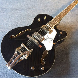 Guitare électrique de jazz à corps creux, trou double F, système de tremolo, guitare de jazz noire de haute qualité fournisseur