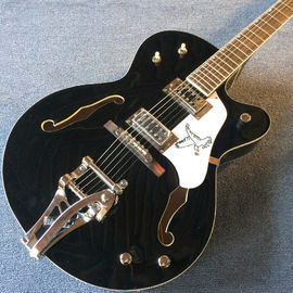 Guitare électrique de jazz à corps creux, trou double F, système de tremolo, guitare de jazz noire de haute qualité fournisseur