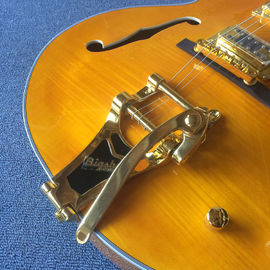 Guitare électrique de jazz à corps creux de haute qualité, trou double F, système Tremolo, plateau flamme fournisseur