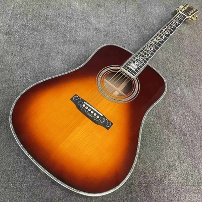 41 pouces type D Sunburst épinette solide Guitare acoustique Abalone Eboné fournisseur