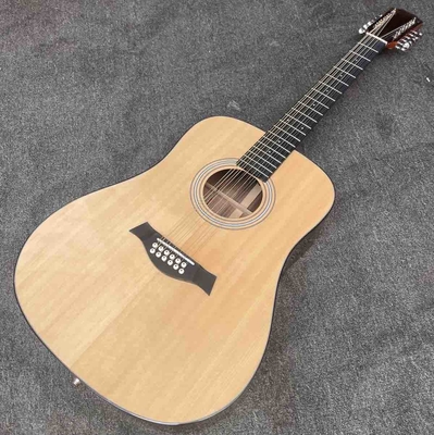 Guitare acoustique personnalisée à 12 cordes en épinette solide en couleur naturelle fournisseur