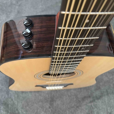 Guitare acoustique personnalisée à 12 cordes en épinette solide en couleur naturelle fournisseur