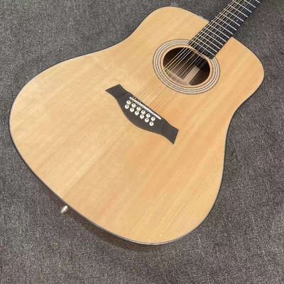 Guitare acoustique personnalisée à 12 cordes en épinette solide en couleur naturelle fournisseur