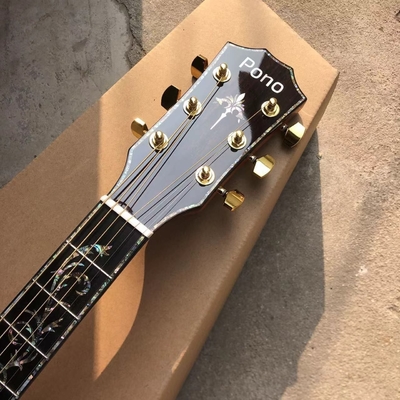 Personnalisé Tout KOA Bois 40 pouces PS14 Type Cutaway Guitare acoustique Abalone Arbre de vie Ébène avec logo personnalisé sur les têtes fournisseur