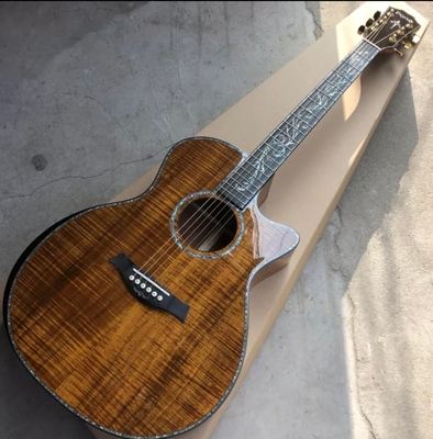 Personnalisé Tout KOA Bois 40 pouces PS14 Type Cutaway Guitare acoustique Abalone Arbre de vie Ébène avec logo personnalisé sur les têtes fournisseur
