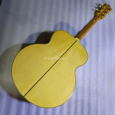 Dispositif solide de 43 pouces Jumbo Parlor Guitare acoustique Flammeur d'érable arrière côté pont d'ébène fournisseur