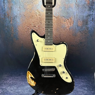 2024 Guitare électrique de luxe de style Fano Relic Guitare électrique personnalisée usine de guitare noire vieillissante fournisseur