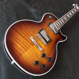 2017 mise en ligne personnalisée 1959 R9 Tiger Flame LP Guitare électrique,Chrome hardware,Chibson solide guitare LP en acajou fournisseur