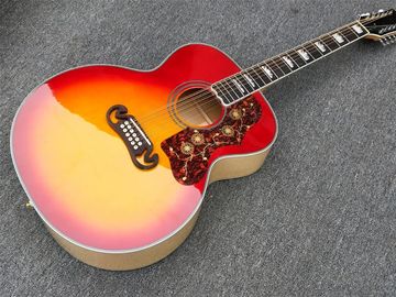 Tiger Flame Maple Factory personnalisé 12 cordes G200 classique rouge et jaune Guitare acoustique fournisseur