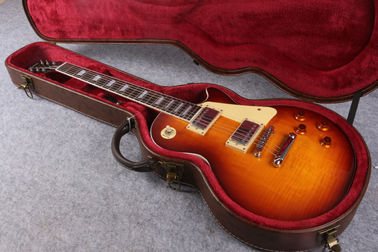 R9 Vos sur mesure Tiger Flame Maple haut LP Guitare électrique matériel en argent fournisseur