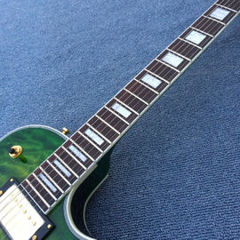 Guitare électrique LP personnalisée Chibson, Guitare électrique Green Flame Maple Top avec matériel or fournisseur