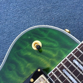 Guitare électrique LP personnalisée Chibson, Guitare électrique Green Flame Maple Top avec matériel or fournisseur