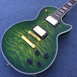 Guitare électrique LP personnalisée Chibson, Guitare électrique Green Flame Maple Top avec matériel or fournisseur