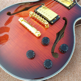 Guitare électrique à carrosserie semi-hollow avec trous F, Flame Maple Top &amp; Back fournisseur