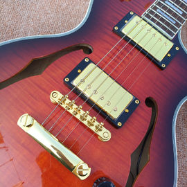 Guitare électrique à carrosserie semi-hollow avec trous F, Flame Maple Top &amp; Back fournisseur