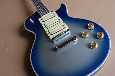 Magasin sur mesure Ace Frehley signature 3 pick-ups Blue Burst Silver Sparkle Corps d' acajou LP Guitare électrique fournisseur