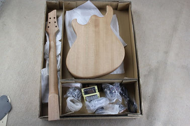 Kit de guitare électrique semi-hollow personnalisé (parties) avec corps en acajou et cou, placage en érable flamme, matériel chromé, guitare DIY fournisseur