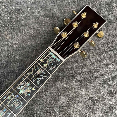 Solid R Back Side Life Tree Inlay Abalone Liant Dreadnought Guitare acoustique Martin Style de guitare fournisseur