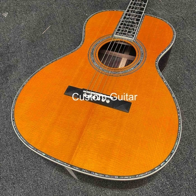 39&quot; en bois massif de rose arrière côté guitare acoustique ébène Fretboard Abalone incrustations en peinture jaune fournisseur
