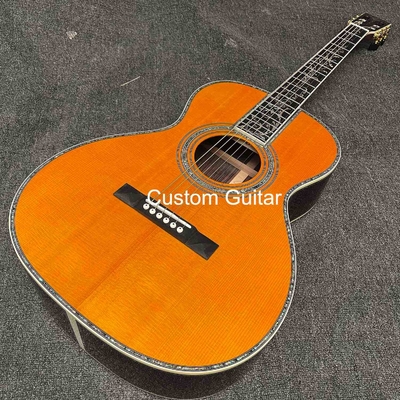 39&quot; en bois massif de rose arrière côté guitare acoustique ébène Fretboard Abalone incrustations en peinture jaune fournisseur