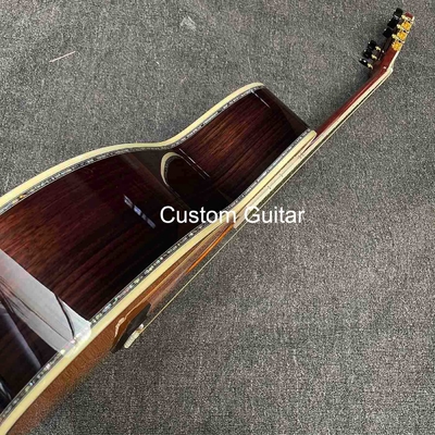 39&quot; en bois massif de rose arrière côté guitare acoustique ébène Fretboard Abalone incrustations en peinture jaune fournisseur
