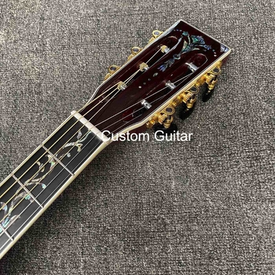 39&quot; en bois massif de rose arrière côté guitare acoustique ébène Fretboard Abalone incrustations en peinture jaune fournisseur