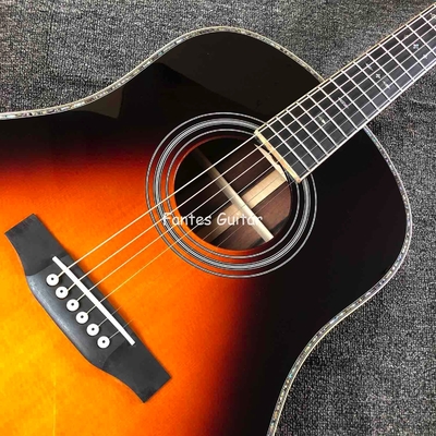 CocoBolo solide personnalisé à l'arrière du côté réel Abalone Inlay D Corps Dreadnought Guitare acoustique en couleur Sunburst fournisseur
