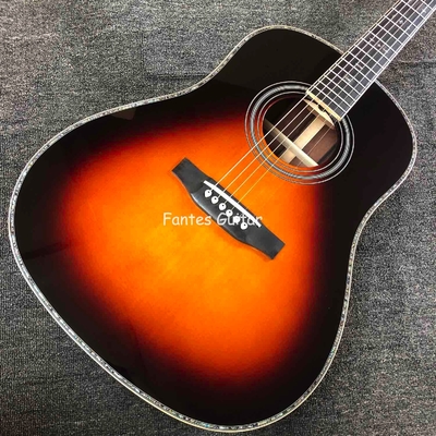 CocoBolo solide personnalisé à l'arrière du côté réel Abalone Inlay D Corps Dreadnought Guitare acoustique en couleur Sunburst fournisseur