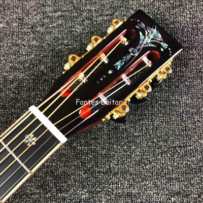 CocoBolo solide personnalisé à l'arrière du côté réel Abalone Inlay D Corps Dreadnought Guitare acoustique en couleur Sunburst fournisseur