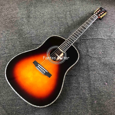 CocoBolo solide personnalisé à l'arrière du côté réel Abalone Inlay D Corps Dreadnought Guitare acoustique en couleur Sunburst fournisseur