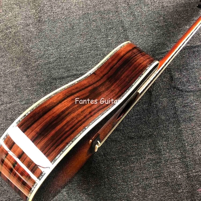 CocoBolo solide personnalisé à l'arrière du côté réel Abalone Inlay D Corps Dreadnought Guitare acoustique en couleur Sunburst fournisseur