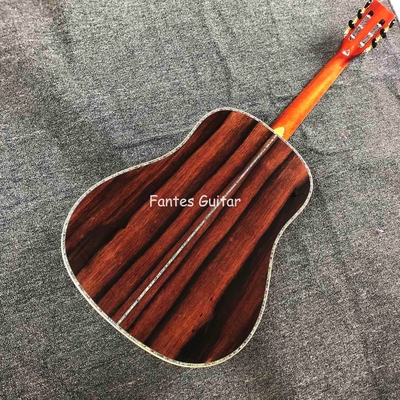CocoBolo solide personnalisé à l'arrière du côté réel Abalone Inlay D Corps Dreadnought Guitare acoustique en couleur Sunburst fournisseur