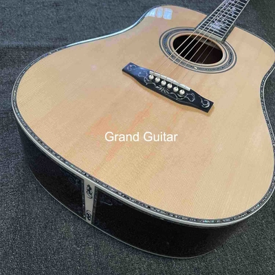 Disponible sur commande en Deluxe Solid Spruce Top Dreadnought Corps Ébène Fingerboard 41 pouces Guitare acoustique Abalone réelle fournisseur