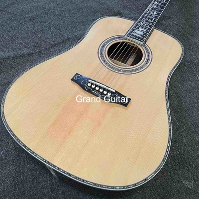 Disponible sur commande en Deluxe Solid Spruce Top Dreadnought Corps Ébène Fingerboard 41 pouces Guitare acoustique Abalone réelle fournisseur