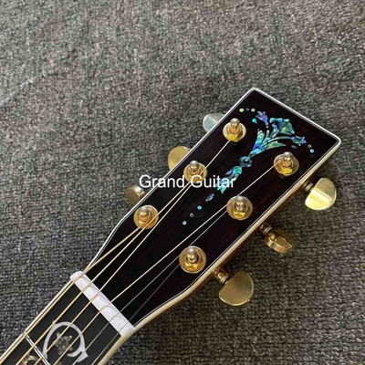 Disponible sur commande en Deluxe Solid Spruce Top Dreadnought Corps Ébène Fingerboard 41 pouces Guitare acoustique Abalone réelle fournisseur