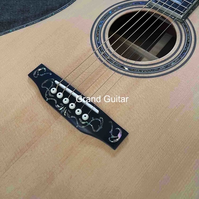 Disponible sur commande en Deluxe Solid Spruce Top Dreadnought Corps Ébène Fingerboard 41 pouces Guitare acoustique Abalone réelle fournisseur