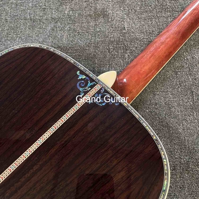 Disponible sur commande en Deluxe Solid Spruce Top Dreadnought Corps Ébène Fingerboard 41 pouces Guitare acoustique Abalone réelle fournisseur