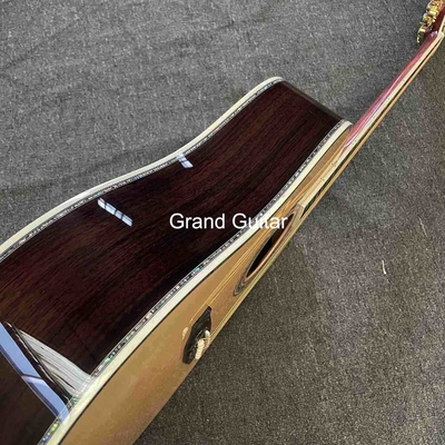 Disponible sur commande en Deluxe Solid Spruce Top Dreadnought Corps Ébène Fingerboard 41 pouces Guitare acoustique Abalone réelle fournisseur