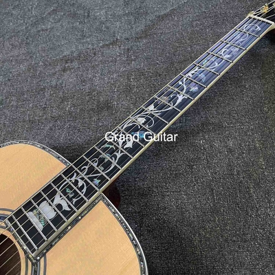 Disponible sur commande en Deluxe Solid Spruce Top Dreadnought Corps Ébène Fingerboard 41 pouces Guitare acoustique Abalone réelle fournisseur