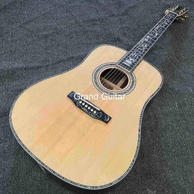 Disponible sur commande en Deluxe Solid Spruce Top Dreadnought Corps Ébène Fingerboard 41 pouces Guitare acoustique Abalone réelle fournisseur