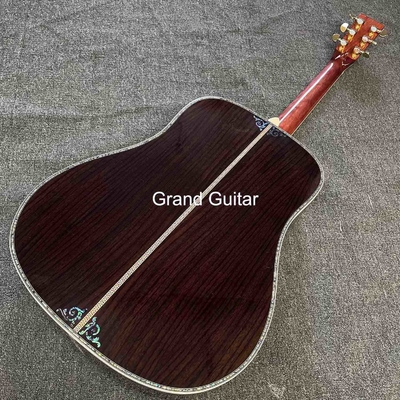 Disponible sur commande en Deluxe Solid Spruce Top Dreadnought Corps Ébène Fingerboard 41 pouces Guitare acoustique Abalone réelle fournisseur